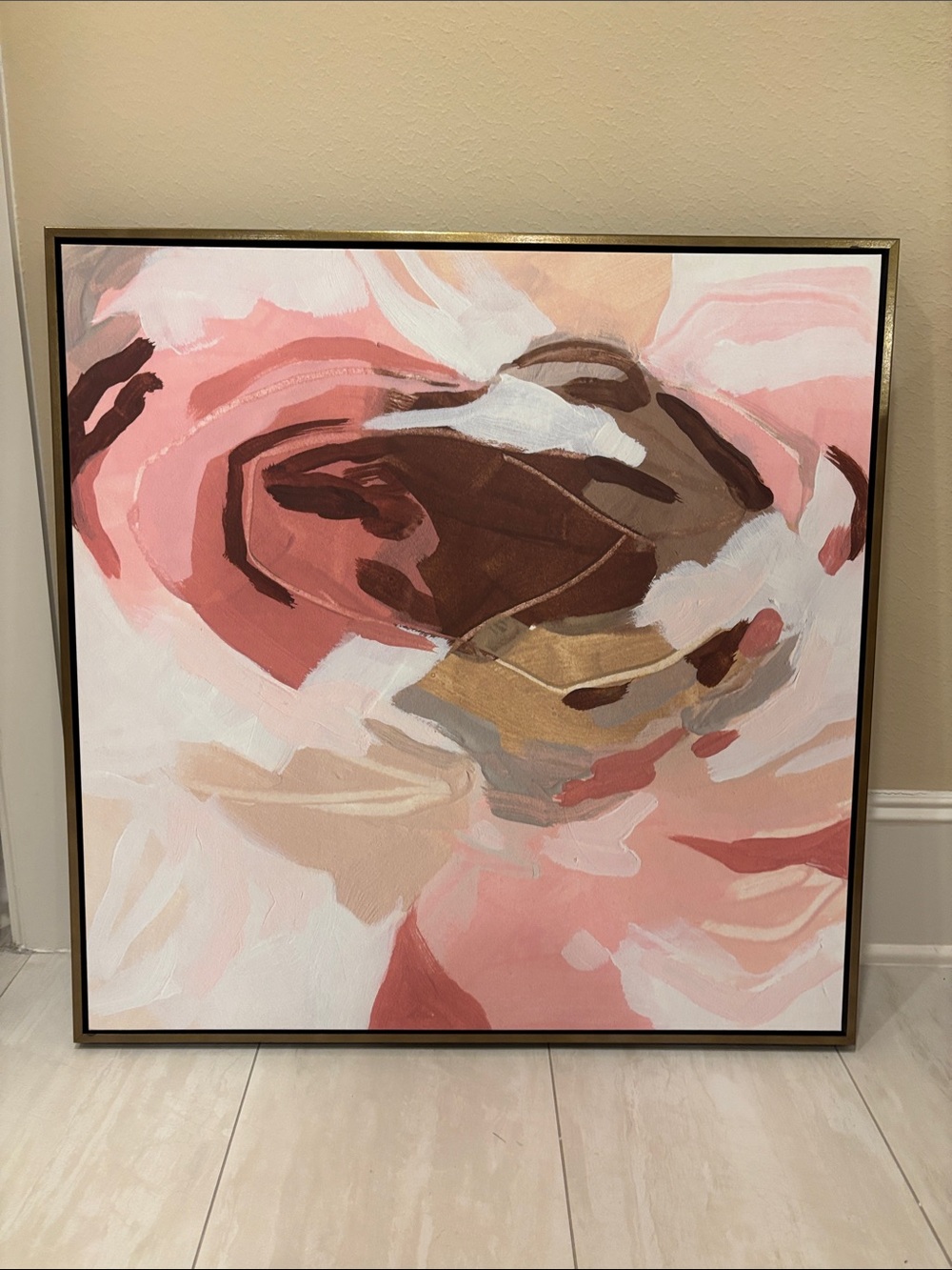 Abstract Floral Canvas Wall Art - Pink, Blush & Gold